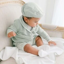 Theodore Shorts Suit(Theodore Shorts Suit) -Tiny Trendz 3 Piece Suit Blanket Sage Theodore 8303