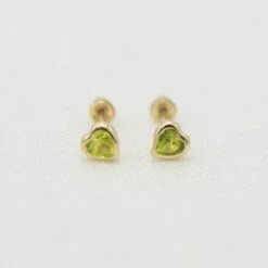 14k Gold Heart Birthstone Earrings(14k Gold Heart Birthstone Earrings) -Tiny Trendz Birthstone Heart Earrings August 6482