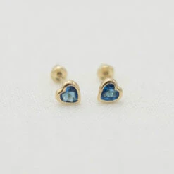 14k Gold Heart Birthstone Earrings(14k Gold Heart Birthstone Earrings) -Tiny Trendz Birthstone Heart Earrings December 6478