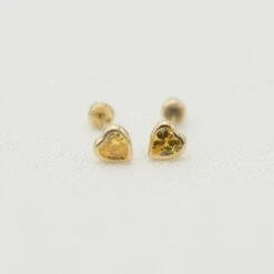14k Gold Heart Birthstone Earrings(14k Gold Heart Birthstone Earrings) -Tiny Trendz Birthstone Heart Earrings November 6479
