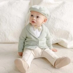 Petite Fleur Bow Tie & Boutonniere(Petite Fleur Bow Tie Boutonniere) -Tiny Trendz Blake Green 3 Piece Yellow Fleur 3892