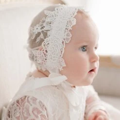 Juliette Christening Gown & Bonnet(Juliette Christening Gown Bonnet) -Tiny Trendz Bonnet Juliette Dress 8035