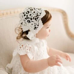 Lola Lace Bonnet(Lola Lace Bonnet) -Tiny Trendz Bonnet Lace Lola Christening Gown 3222