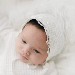 Madeline Quilted Newborn Bonnet(Madeline Bonnet) -Tiny Trendz Bonnet Madeline Romper Quilted 1592