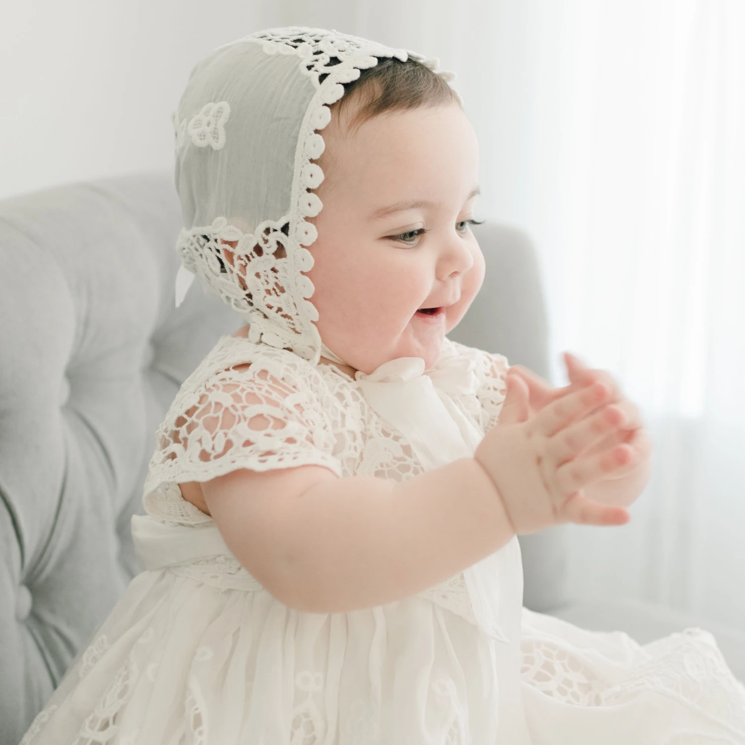 Grace Christening Gown & Bonnet(Grace Christening Gown Bonnet) 10 Grace Christening Gown & Bonnet(Grace Christening Gown Bonnet) - Image 10