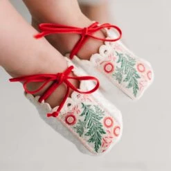 Noelle Quilted Booties(Christmas Ribbon Booties)
