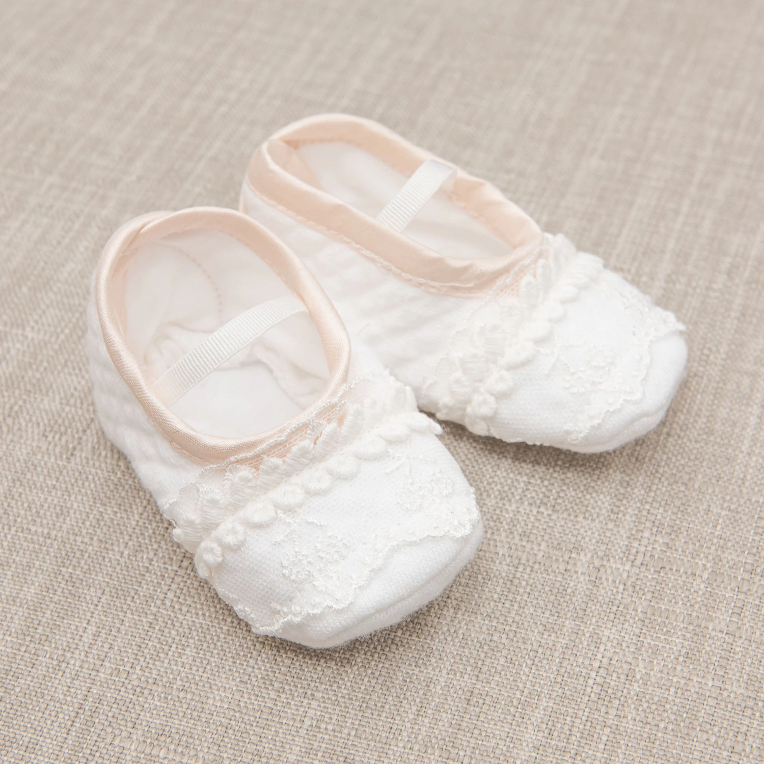 Tessa Quilt Booties(Ivory Quilted Cotton Silk Trim Booties) 2 Tessa Quilt Booties(Ivory Quilted Cotton Silk Trim Booties) - Image 2