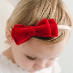 Emily Red Velvet Bow Headband(Emily Red Velvet Bow Headband)