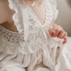 Charlotte Christening Gown & Bonnet(Charlotte Christening Gown) -Tiny Trendz Charlotte Gown Top Detail Baby Girl 000374