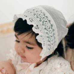 Charlotte Christening Gown & Bonnet(Charlotte Christening Gown) -Tiny Trendz Charlotte Lace Bonnet 0183