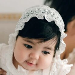 Charlotte Christening Gown & Bonnet(Charlotte Christening Gown) -Tiny Trendz Charlotte Lace Bonnet 0191