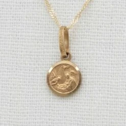 14K Solid Gold Baptism Charm With Chain(14k Solid Gold Charm Necklace)