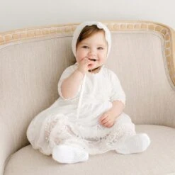 Eliza Lace Dress & Headband(Eliza Lace Dress) 12 Eliza Lace Dress & Headband(Eliza Lace Dress) -Tiny Trendz Eliza Lace Dress Baby Bonnet 3495