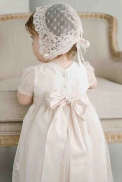 Elizabeth Christening Gown & Bonnet(Elizabeth Christening Gown Bonnet) -Tiny Trendz Elizabeth Christening Gown Bonnet