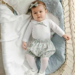 Petite Fleur Personalized Blanket(Petite Fleur Personalized Blanket) -Tiny Trendz Flora Bloomer Onesie Bow Blue 4088