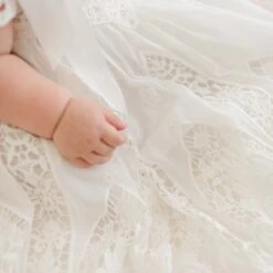 Grace Christening Gown & Bonnet(Grace Christening Gown Bonnet) 18 Grace Christening Gown & Bonnet(Grace Christening Gown Bonnet) -Tiny Trendz Grace Gown Skirt Christening Detail 0508