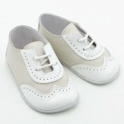 Ivory Two Tone Wingtip Shoes(Boys Ivory Two Tone Wingtip Shoes) -Tiny Trendz Ivory Two Tone Wingtip Shoes