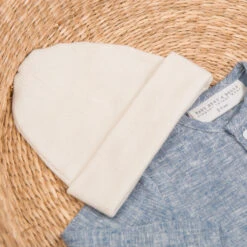 Natural Ivory Ribbed Pima Beanie(Natural Ivory Ribbed Pima Beanie) -Tiny Trendz JPC0794