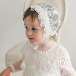 Juliette Lace Bonnet(Juliette Lace Bonnet) -Tiny Trendz Juliette Bonnet Lace Romper Detail 1307