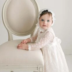 Juliette Romper Dress(Juliette Romper Dress) -Tiny Trendz Juliette Romper Dress Bonnet Lace 1295