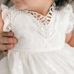 Lily Romper Dress(Lily Dress) -Tiny Trendz Lily Christening Romper Dress Bodice Detail 2155
