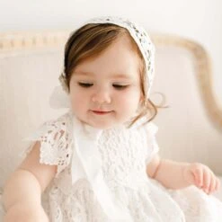 Lola Christening Gown & Bonnet(Lola Christening Gown Bonnet) -Tiny Trendz Lola Christening Gown Bonnet 3225