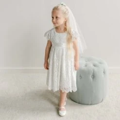 Silk Ribbon Hair Bow & Sash(Silk Ribbon Hair Bow Sash) -Tiny Trendz Lola Dress Communion Veil 4899 1