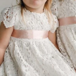 Silk Ribbon Hair Bow & Sash(Silk Ribbon Hair Bow Sash) -Tiny Trendz Lola Dress Wedding Pink 4659