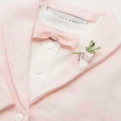 Blush Velvet Bow Tie & Boutonniere(Blush Velvet Bow Tie Boutonniere)
