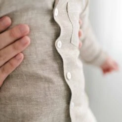 Henry Linen Shirt(Henry Linen Shirt 1) -Tiny Trendz Name Natural Linen Shirt Button Detail 000431