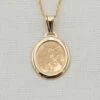 14k Gold Oval Etched Blessing Charm With Chain(14k Gold Oval Etched Blessing Charm With Chain)