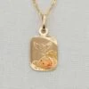 14k Gold Color Etched Blessing Charm With Chain(14k Gold Color Etched Blessing Charm With Chain)