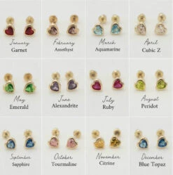 14k Gold Heart Birthstone Earrings(14k Gold Heart Birthstone Earrings)