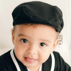 James Newsboy Cap(James Newsboy Cap) -Tiny Trendz Newsboy Cap James Black Close Up 6156