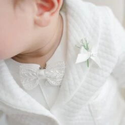 Oliver Lace Bow Tie & Boutonniere(Oliver Lace Bow Tie Boutonniere) -Tiny Trendz Oliver Ivory Bow Tie Boutonniere 0169