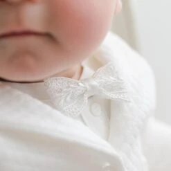 Oliver Lace Bow Tie & Boutonniere(Oliver Lace Bow Tie Boutonniere) -Tiny Trendz Oliver Ivory Lace Bowtie 0159