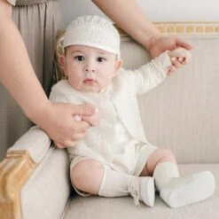 Oliver Sweater Shorts Suit(Oliver Sweater Shorts Suit) -Tiny Trendz Oliver Knit Sweater Ivory Baby 4081
