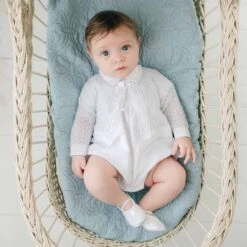 Oliver Knit Sweater(Oliver Knit Sweater) -Tiny Trendz Oliver White Knit Sweater Romper 8465