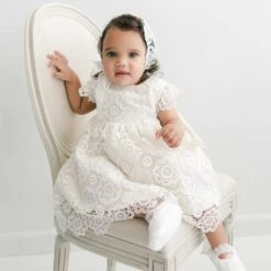 Poppy Lace Dress(Poppy Dress Bonnet) 14 Poppy Lace Dress(Poppy Dress Bonnet) -Tiny Trendz Poppy Dress Bonnet Booties Chair 0226