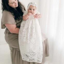 Rose Christening Gown & Bonnet(Rose Christening Gown Bonnet)