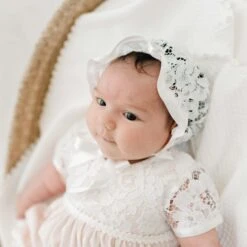 Rose Layette & Bonnet(Rose Layette) -Tiny Trendz Rose Layette Gown Bonnet 3765