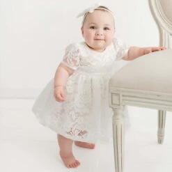 Rose Romper Dress(Rose Romper Dress) -Tiny Trendz Rose Romper Baby Dress Bow Headband 7156