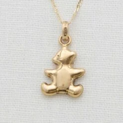 14k Gold Teddy Bear Charm With Chain(14k Gold Teddy Beau Charm With Chain)